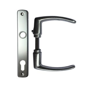 Alu ajtókilincs+cím 90 mm kulcsos